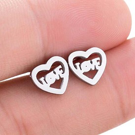 Fashionable Hollow Heart LOVE Stainless Steel Earrings for Women - Chic Accessories