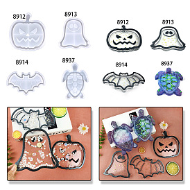 Halloween Pumpkin Ghost Bat DIY Silicone Storage Tray Molds, Resin Casting Molds, for UV Resin, Epoxy Resin Craft Making