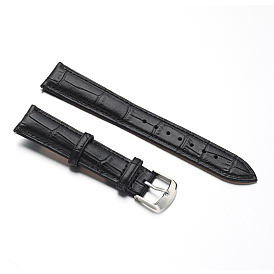 Leather Watch Bands, with Stainless Steel Clasps