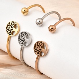 304 женские браслеты-манжеты из нержавеющей стали, древо жизни