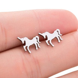 Cute Unicorn Earrings - Girl's Heart, Small and Delicate Animal Jewelry.