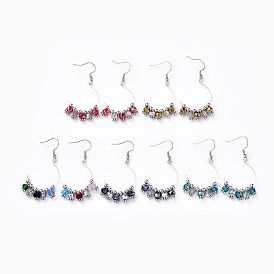 Dangle Earrings, with Electroplate Glass Beads, Brass Findings and 316 Surgical Stainless Steel Earring Hooks