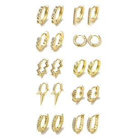 Rack Plating Brass Micro Pave Clear Cubic Zirconia Huggie Hoop Earrings for Women