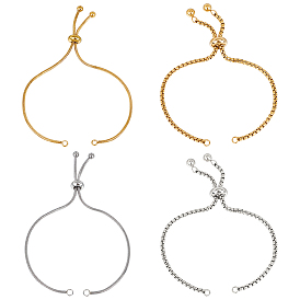 4 шт. 4 стиль регулируемый 304 слайдер из нержавеющей стали браслет/браслеты боло изготовление, браслет-цепочка в форме змеи, подходит для соединительных шармов