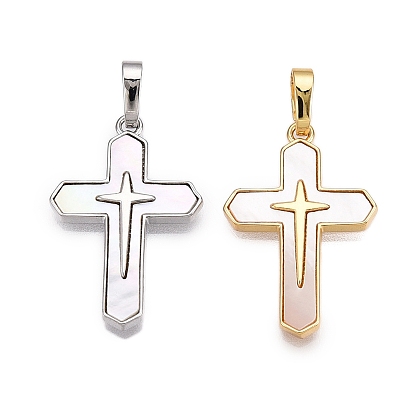 Подвески из латуни и ракушек, крест прелести