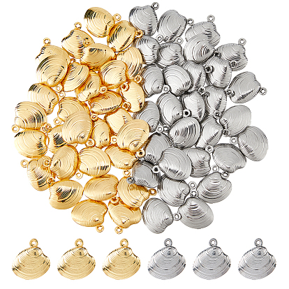 60 шт 2 цвета 304 подвески из нержавеющей стали, формы раковины