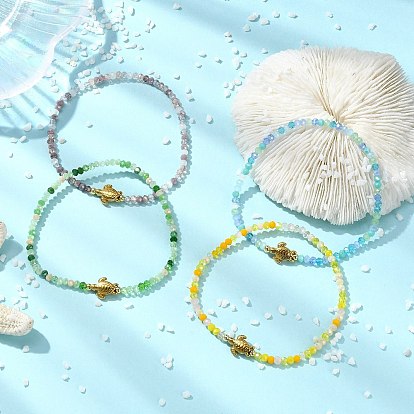 Браслеты из цветного стекла и бусин из нержавеющей стали для женщин, черепаха и рондель