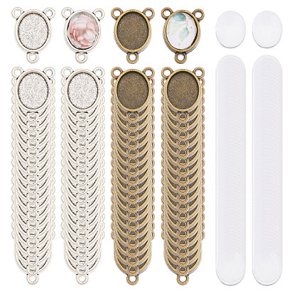 80шт. оправы для кабошонов из цинкового сплава, овальные, 80шт прозрачные овальные стеклянные кабошоны