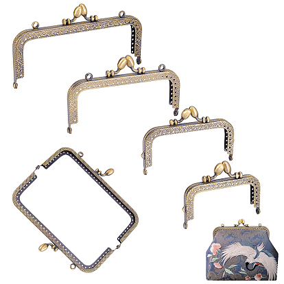 4Pcs 4 Style Iron Purse Frames, Bag Handle, for Bag Sewing Craft