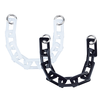 Acrylic Bag Strap, with Clasps, for Bag Straps Replacement Accessories, Creamy White & Black