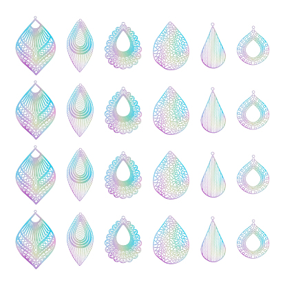 24шт 6 стиль окрашены распылением 430 подвески из нержавеющей стали, слеза и очарование листа