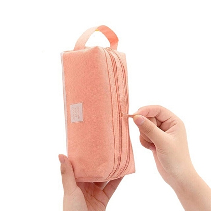 Large-capacity Cloth Multi-function Pen & Pencil Zipper Bags with Handle, Desktop Stationery Organizer