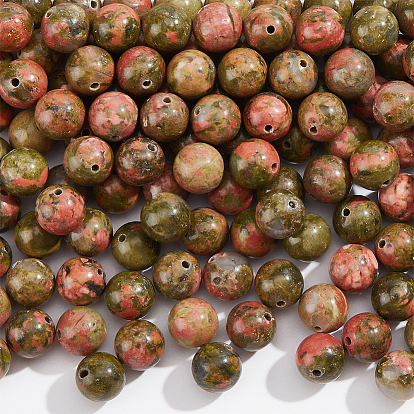 Natural Unakite Round Beads Strands