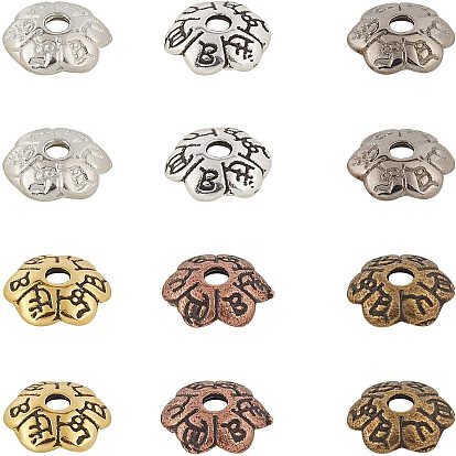 6-Petal Tibetan Style Alloy Flower Bead Caps