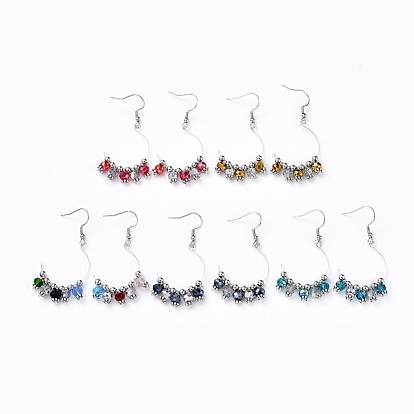 Dangle Earrings, with Electroplate Glass Beads, Brass Findings and 316 Surgical Stainless Steel Earring Hooks