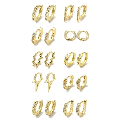 Серьги-кольца из латуни с микропаве и прозрачным кубическим цирконием для женщин