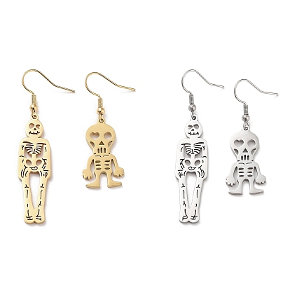304 Stainless Steel Dangle Earrings, Skull