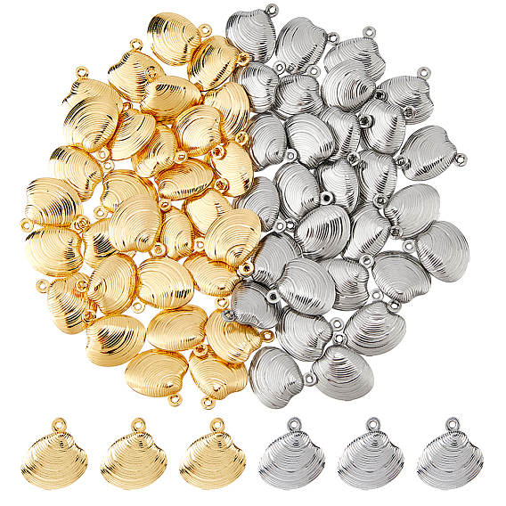 60 шт 2 цвета 304 подвески из нержавеющей стали, формы раковины