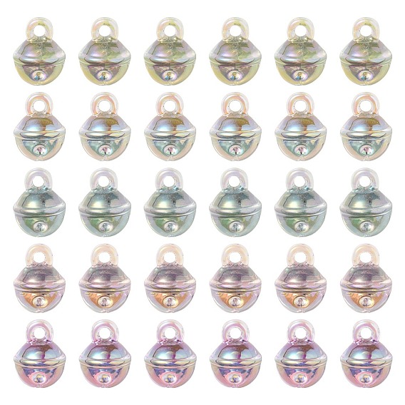 UV Plating Rainbow Iridescent Transparent Acrylic Pendant, Bell Charms