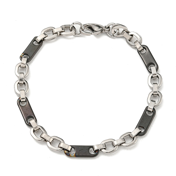 Двухцветный 201 браслет-цепочка с овальными звеньями из нержавеющей стали, 304 из нержавеющей стали пряжки