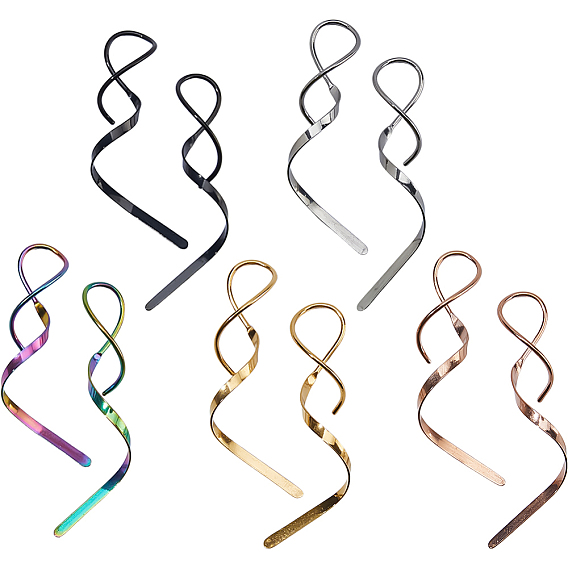 5 пары 5 цвета волнообразная форма 304 серьги-подвески из нержавеющей стали