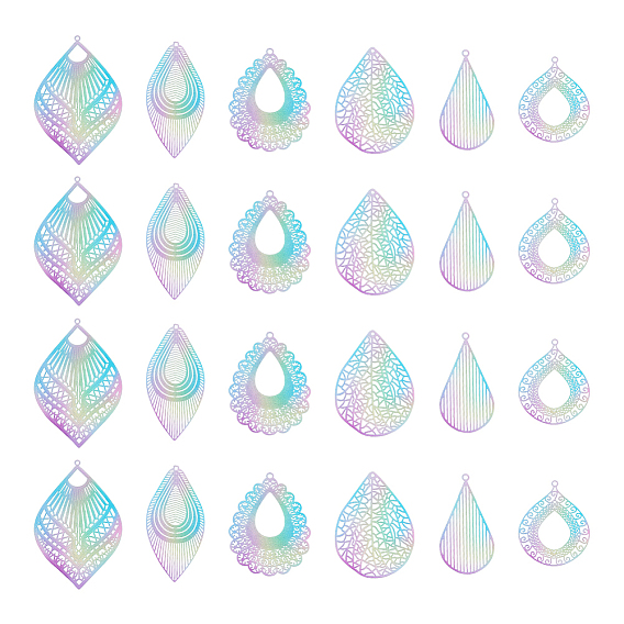 24шт 6 стиль окрашены распылением 430 подвески из нержавеющей стали, слеза и очарование листа