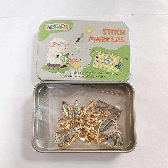 Маркеры петель для подвесок в форме звезды/конского глаза/каплевидной раковины с имитацией морского ушка, подвески-застежки-омары из латуни, эмали, связанные крючком, маркер с замком и кольцом с подвеской в виде винного бокала