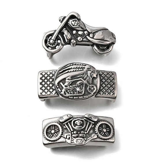 304 из нержавеющей стали слайд прелести, для изготовления кожаных браслетов, античное серебро