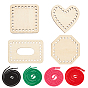 Wooden Basket Bottoms, Crochet Basket Base, with Cord, for Basket Weaving Supplies and Home Decoration Craft, Heart/Octagon/Rectangle/Square
