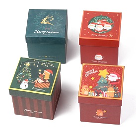 Christmas Themed Cardboard Box, Square, for Jewelry Storage