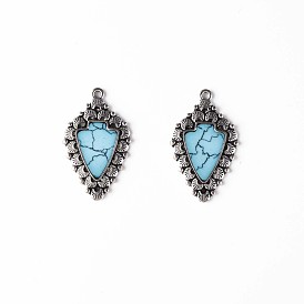 Синтетические бирюзовые подвески, с aolly выводами, без кадмия, без никеля и без свинца, античное серебро, слеза