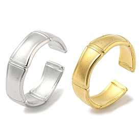 304 Stainless Steel Open Cuff Ring, Bamboo