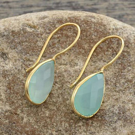 Natural Geometric Crystal Earrings with Green Apatite Stone for Women