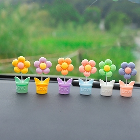 Valentine's Day Cute Resin Spring Flower Ornament, for Car Interior Center Console Decorations