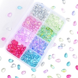 320 шт 8 цвета прозрачные стеклянные бусины, сверху просверленные бусы, слеза