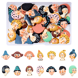 56 pcs 14 estilo cabujones de resina, personaje animado, humano y niña