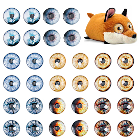 32Pcs 8 Colors Glass Cabochons, Eye