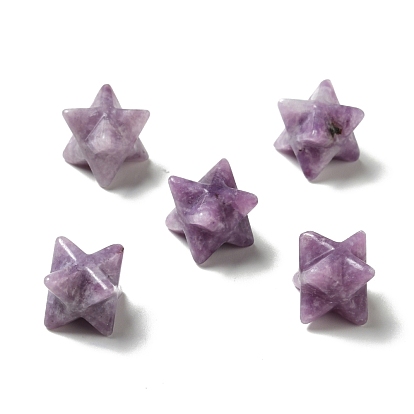 Perles naturelles de lépidolite/pierre de mica violet, pas de trous / non percés, Merkaba Star