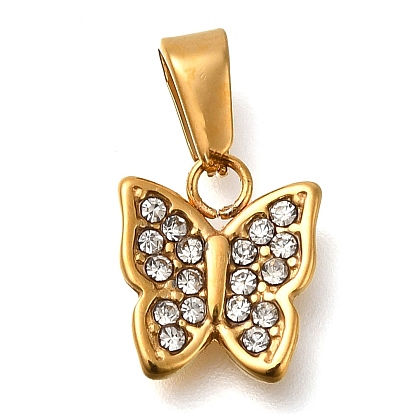 Ионное покрытие (ip) 304 подвески из нержавеющей стали со стразами, бабочки прелести