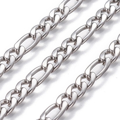 304 Stainless Steel Figaro Chains, Unwelded