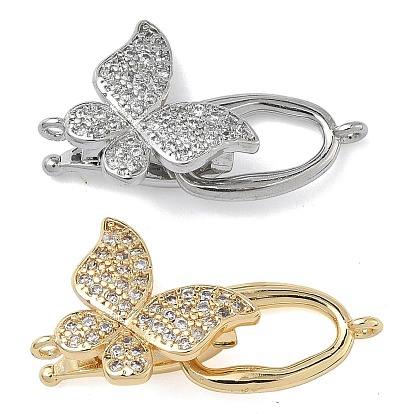 Бабочка латунная микропаве прозрачный кубический цирконий складные застежки, без кадмия и без свинца, долговечный, стойки покрытие