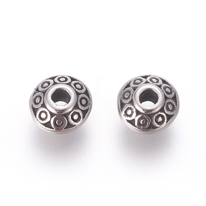 304 Stainless Steel Spacer Beads, Flat Round