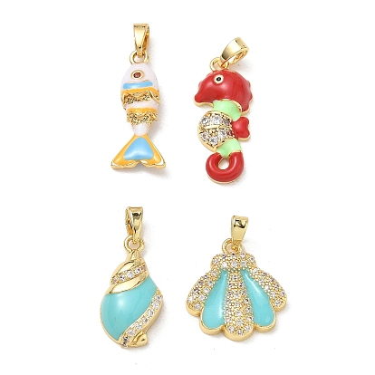 Laiton émail pendentifs, avec strass, or