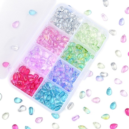 320 шт 8 цвета прозрачные стеклянные бусины, сверху просверленные бусы, слеза