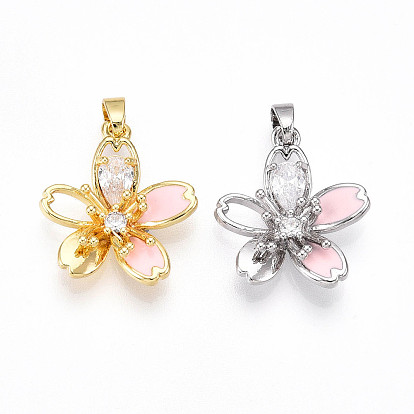 Латунные микро проложить кубического циркония подвески, без кадмия и без свинца, с эмалью, 