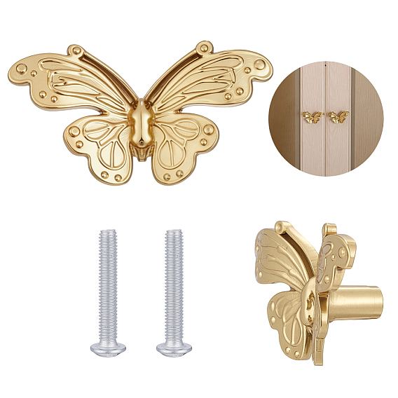 Латунная ручка для ящика, двери шкафа ручка мебель тянуть, с винтами, бабочка