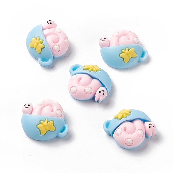 Opaque Resin Cabochons, Cup with Snail