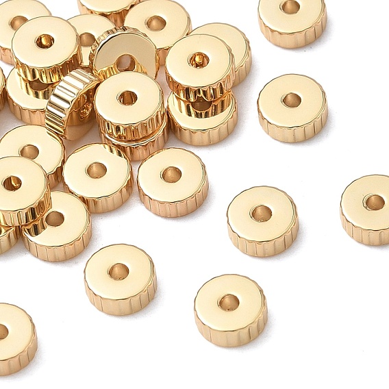 SHEGRACE Brass Beads, Cadmium Free & Nickel Free & Lead Free, Textured Flat Round