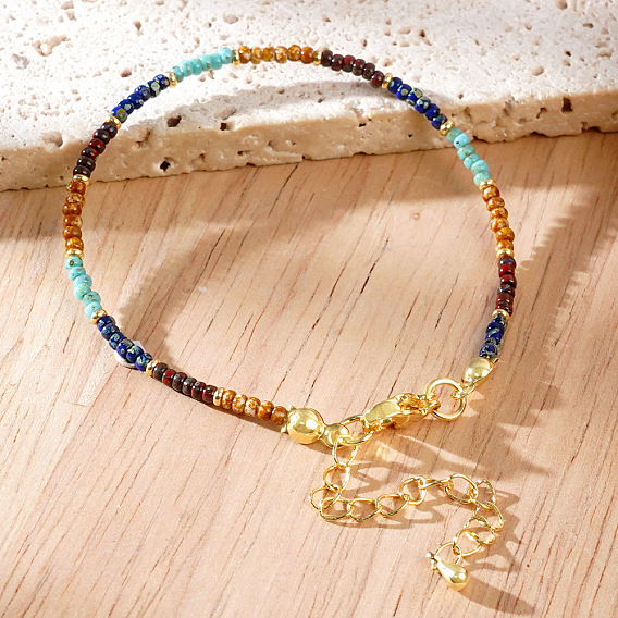 Браслеты из бусин из натуральной императорской яшмы и синтетической бирюзы для женщин