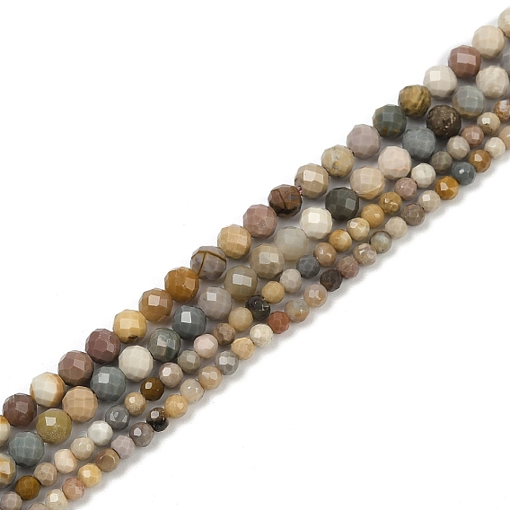 Бусы из натурального алашанского агата, граненые, круглые